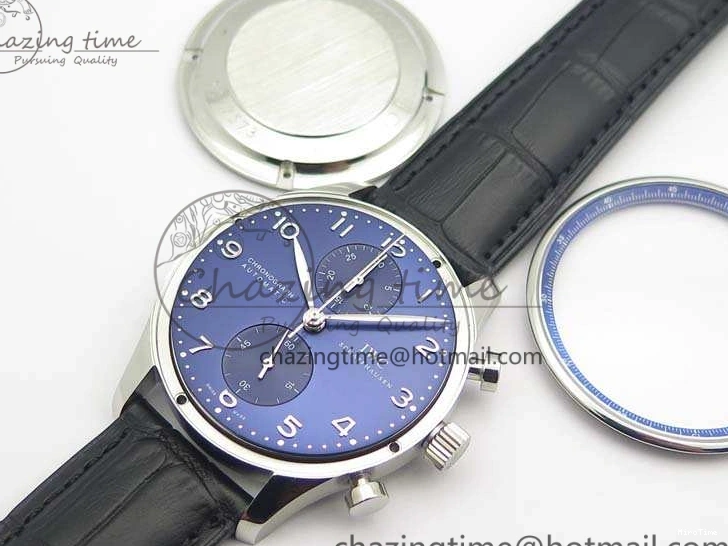 MIROTIME 0421 MoistureWicking Portuguese IW371491 ZF 1:1 Best Edition SS Blue Dial On Leather Strap A79350 (Slim Movement) V 7221